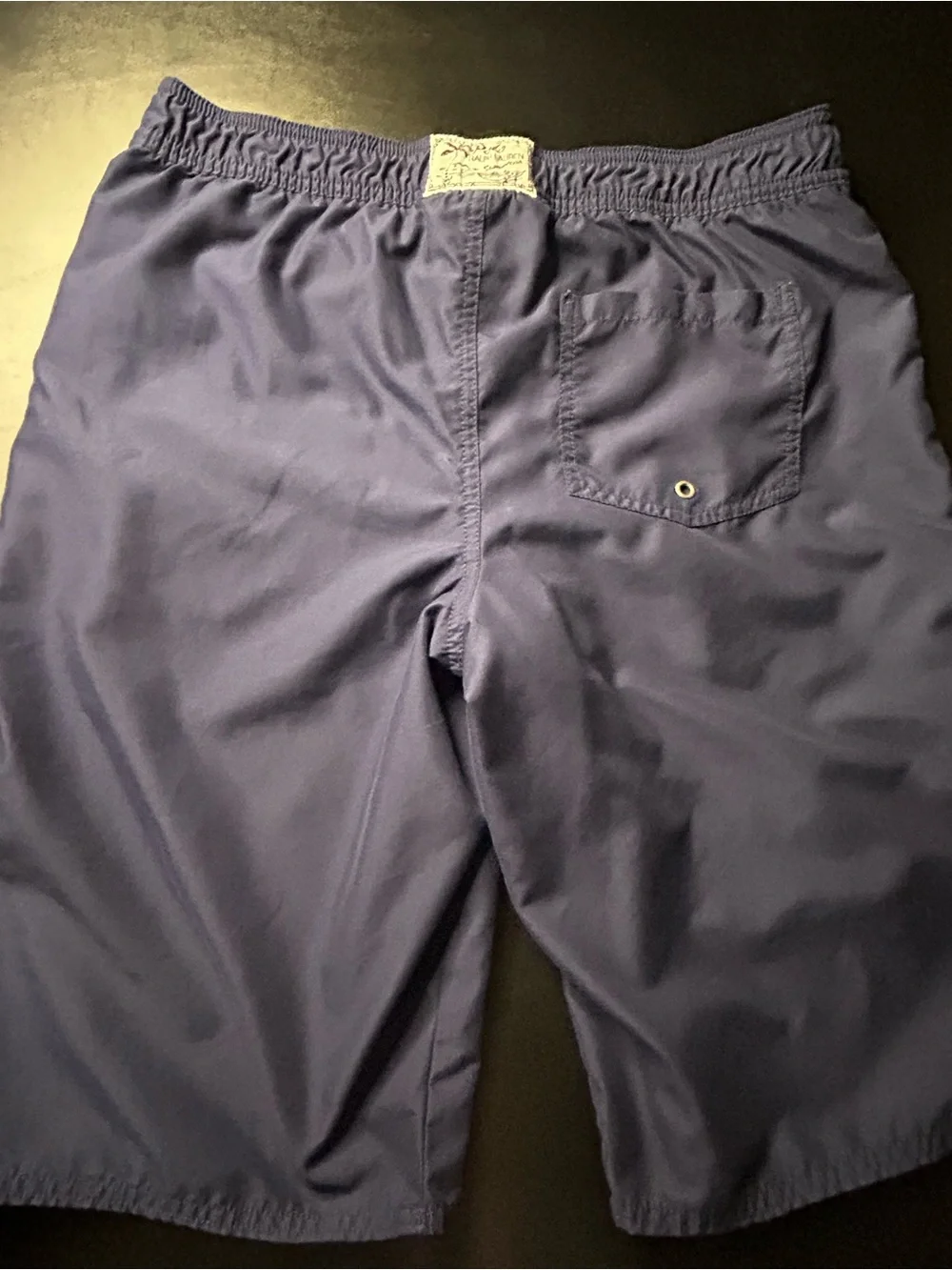Ralph Lauren Navy Swim Shorts with Yellow Waistband
